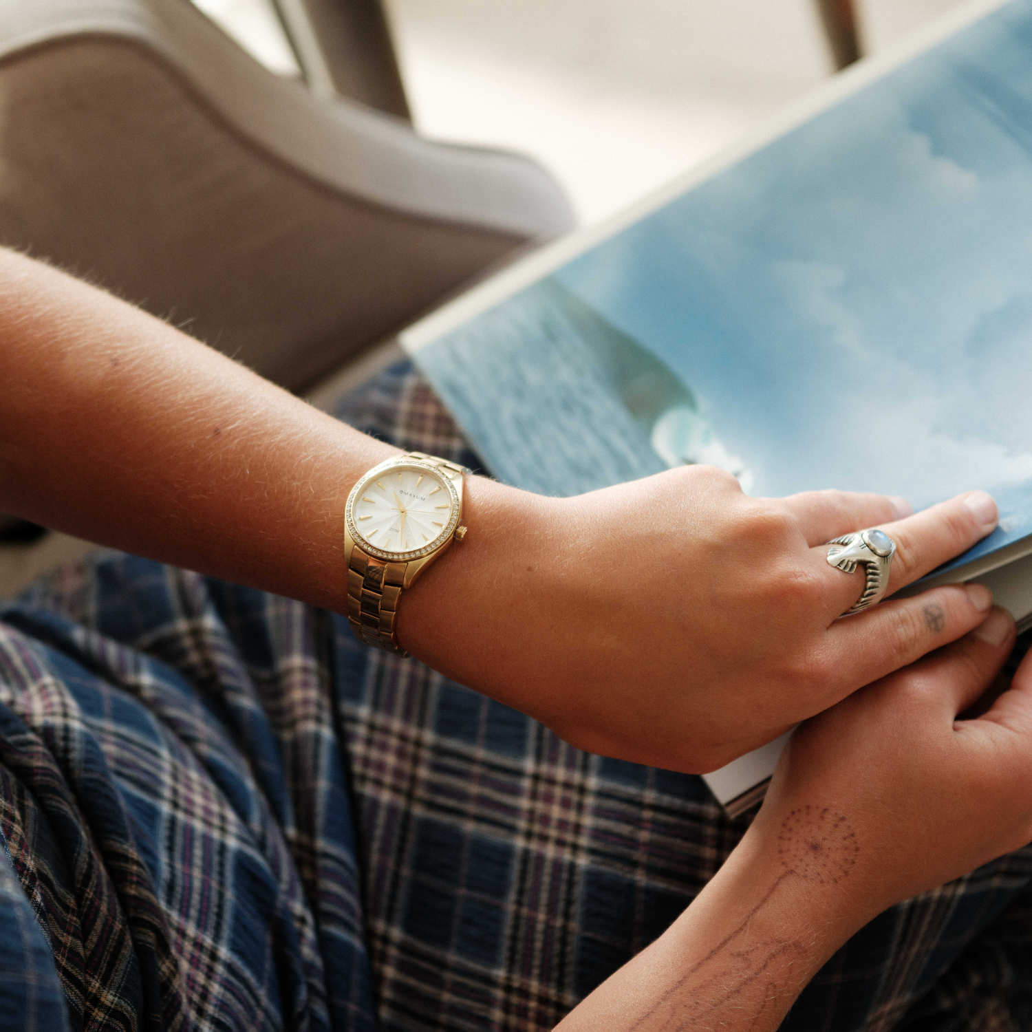 Sydney Gold Box Set -Includes Gold Bracelet Watch with White Leather Strap