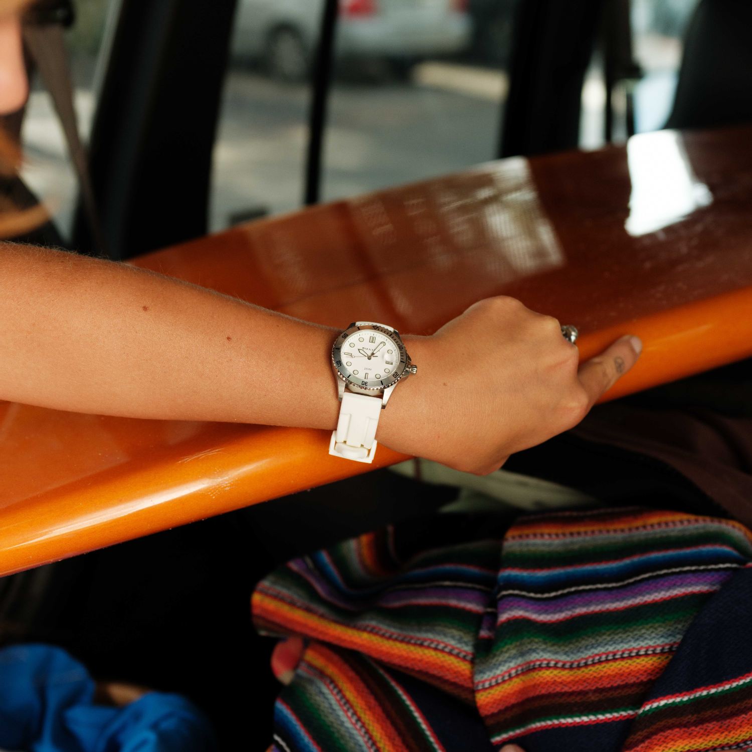 Liberty Ladies Analogue Date Watch – Silver-Tone Case, White Dial & White Silicone Strap