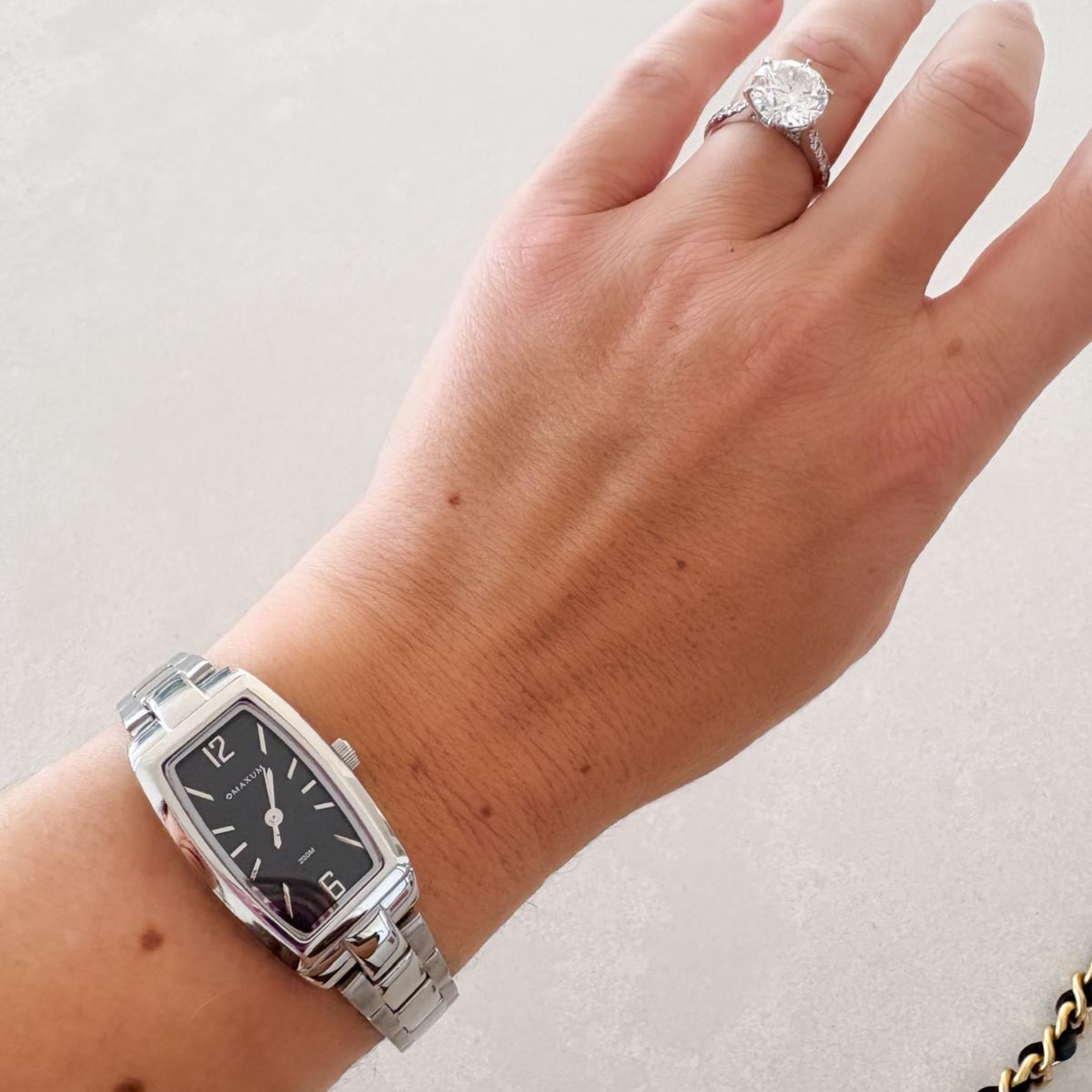Fanta Re-Issue Analogue Rectangular Watch – Silver Tone Case, Black Dial & Silver-Tone Bracelet