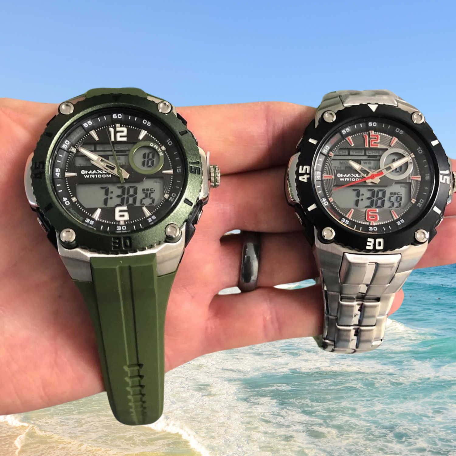 Maverick Stainless Steel Ana Digi Watch