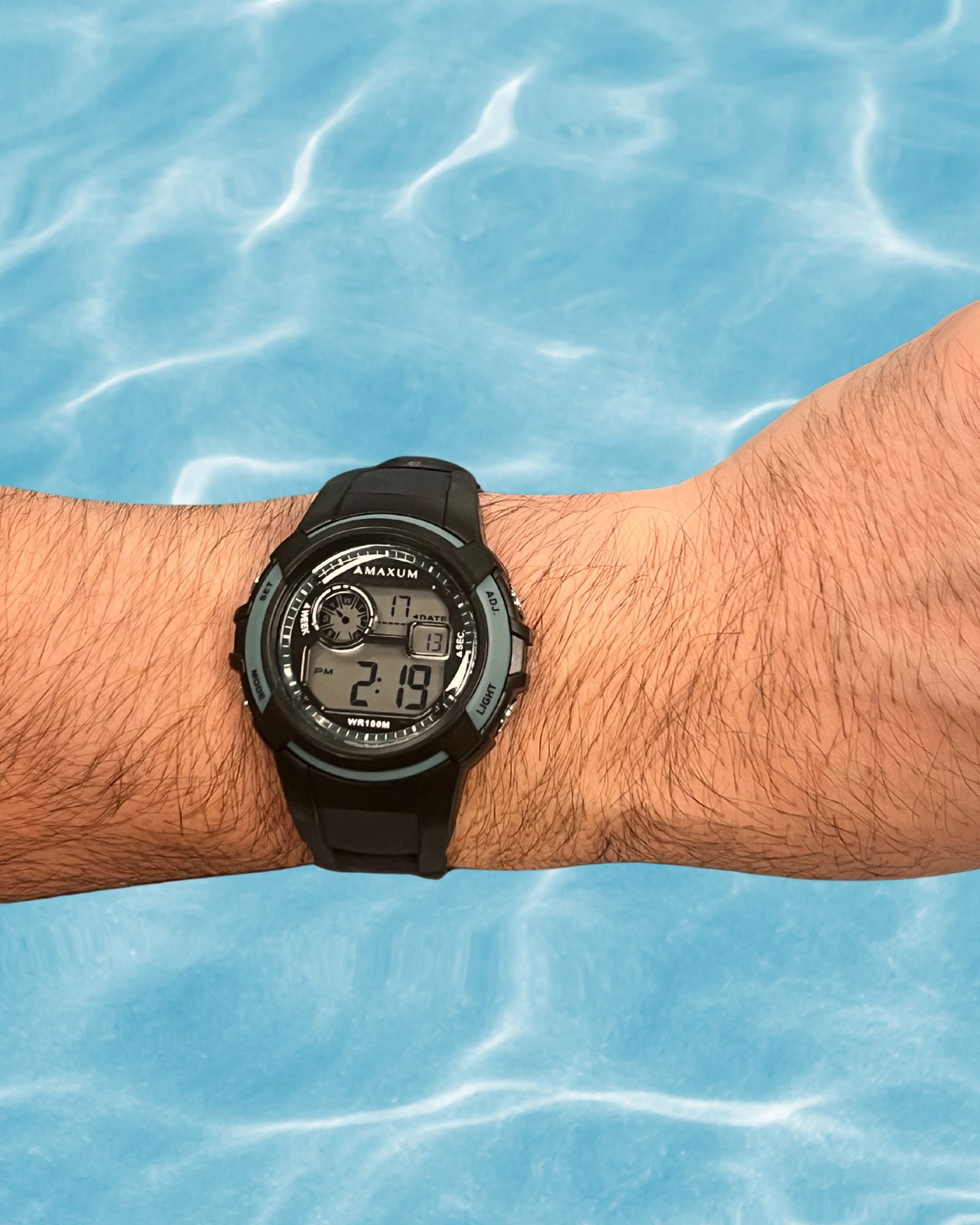 Button Black and Blue Digital Watch