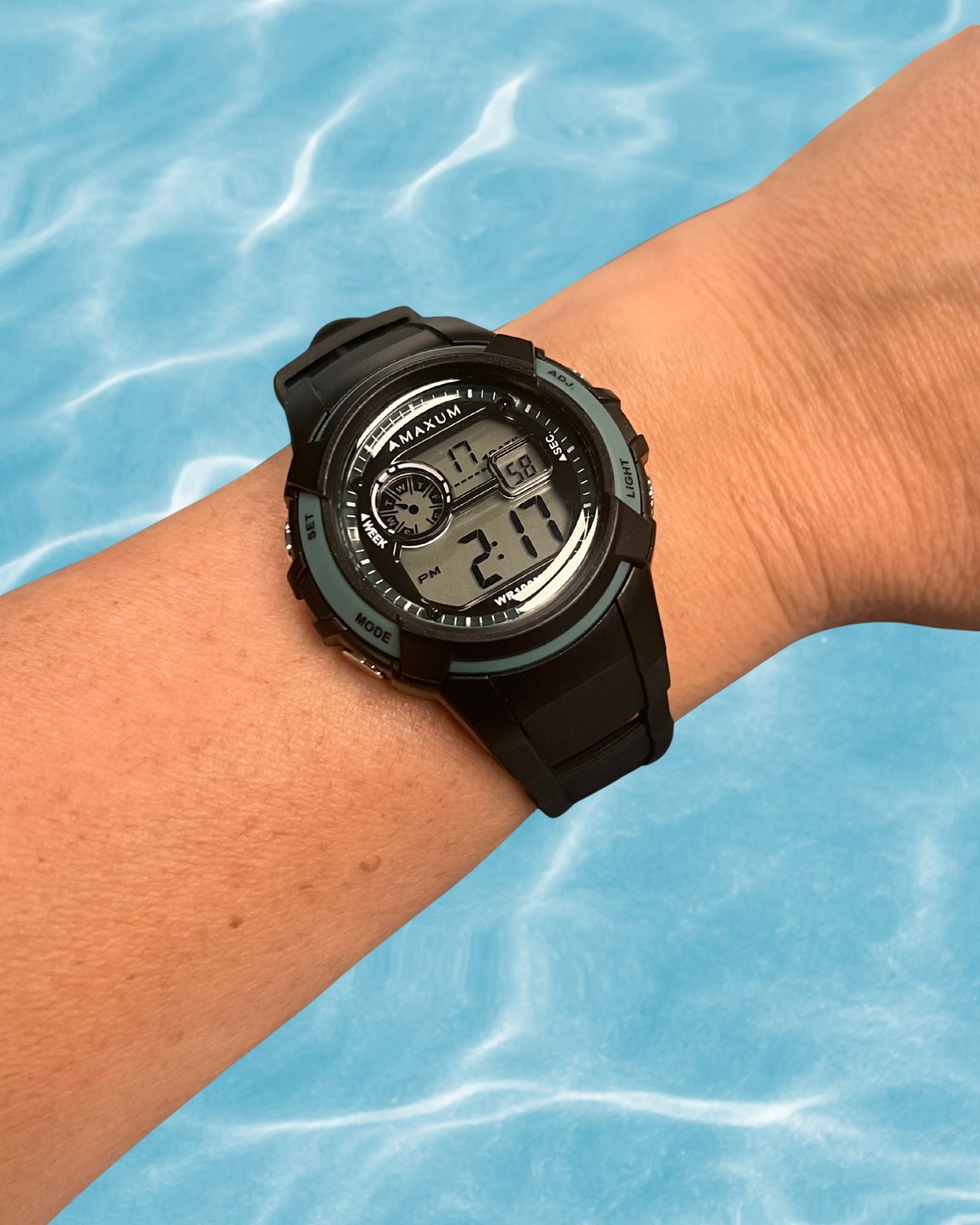 Button Black and Blue Digital Watch