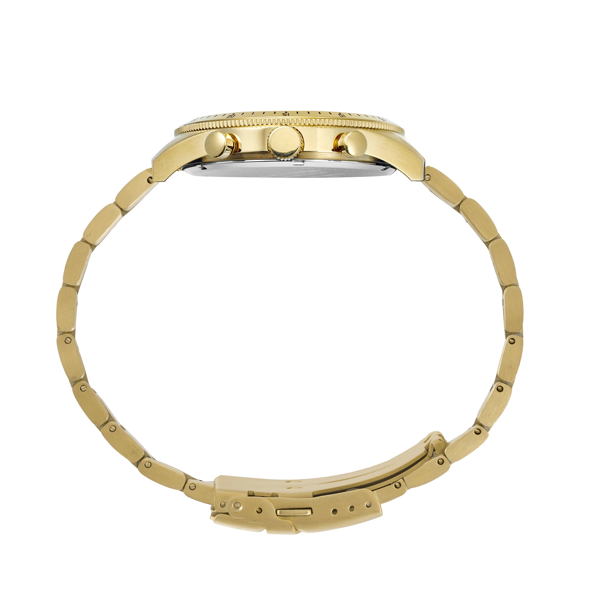 Lansdowne Multifunction Analogue Watch– Gold Case, Black Dial & Gold Bracelet