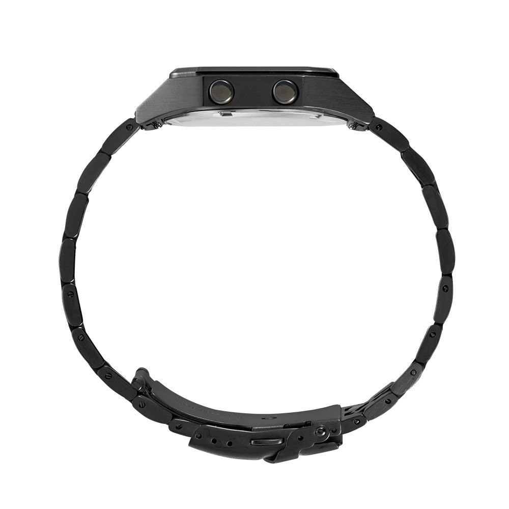 Raglan Digital Square Unisex Tide Watch – Black Case, Black Dial & Black Bracelet