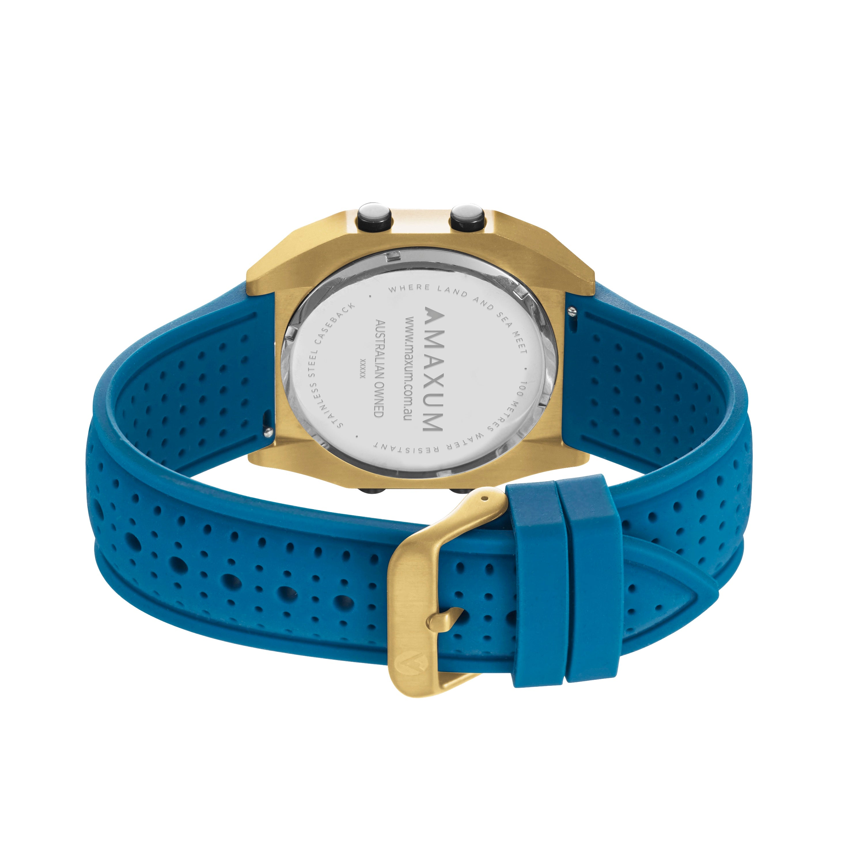 Raglan Unisex Tide Gold Set - Includes Gold Tide Watch and Blue Silicone Strap