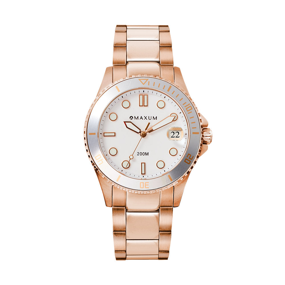 Liberty Ladies Analogue Date Watch – Rose Gold Case, White Dial & Rose Gold Bracelet
