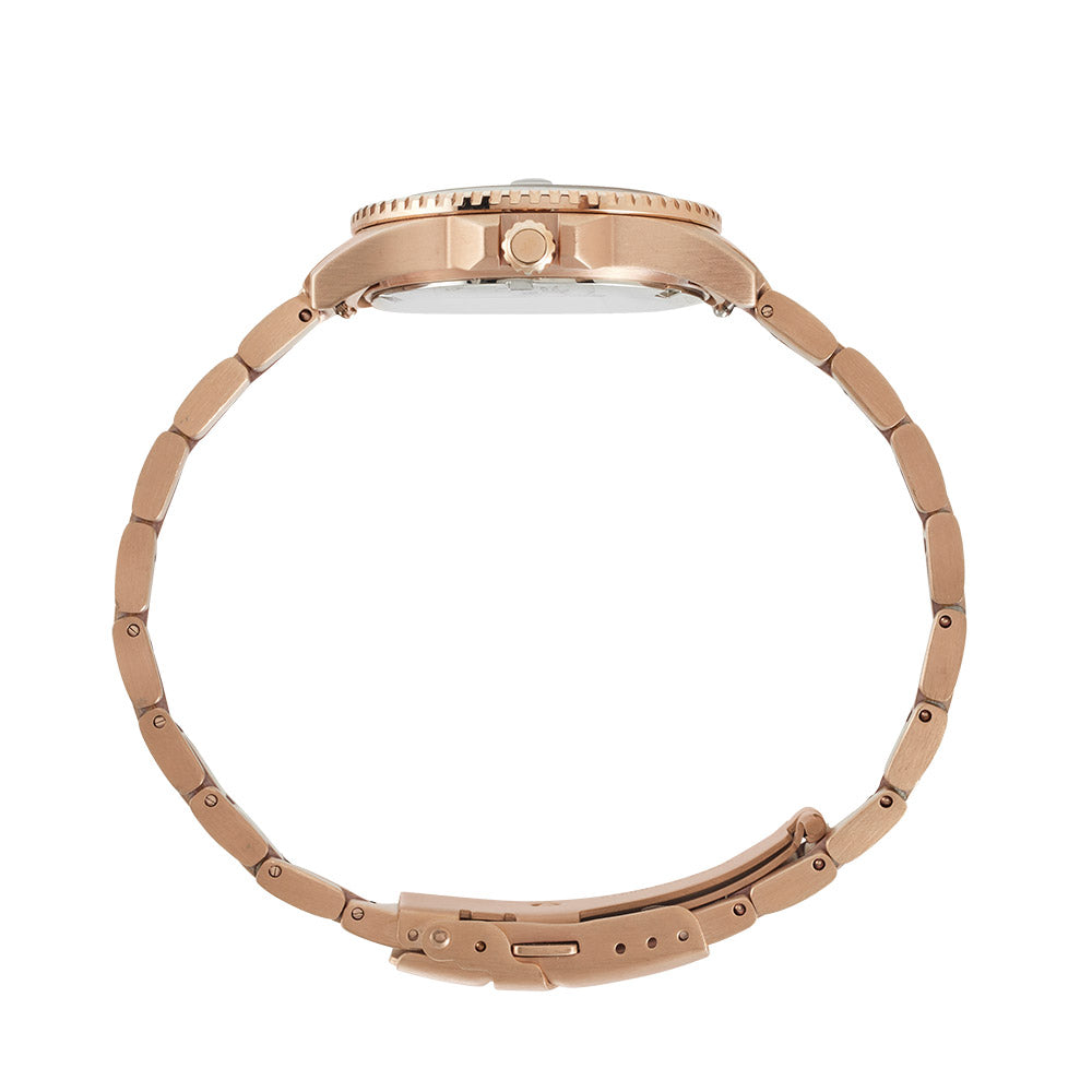 Liberty Ladies Analogue Date Watch – Rose Gold Case, White Dial & Rose Gold Bracelet