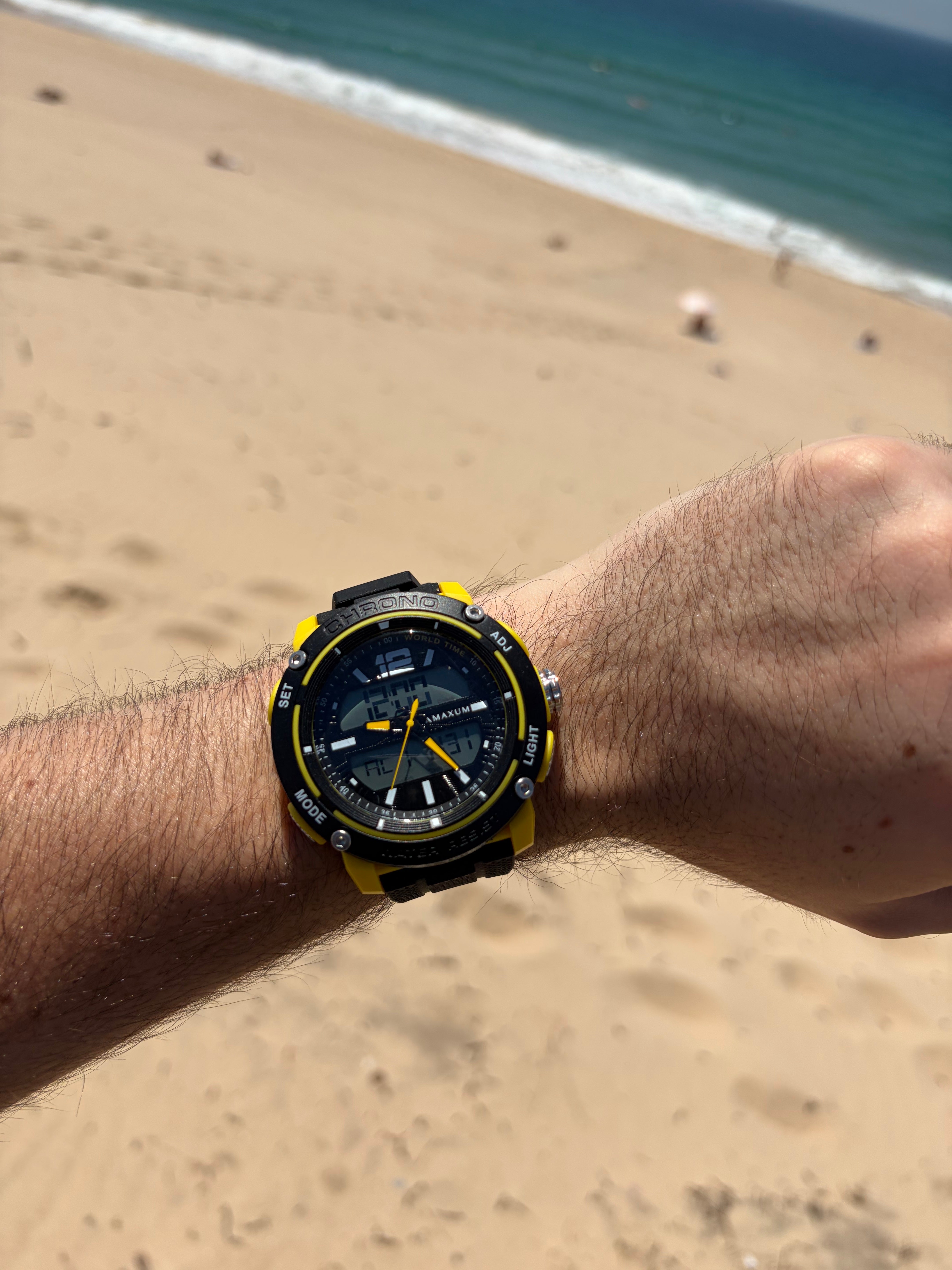 Conquest Black and Yellow Analogue Digital Watch