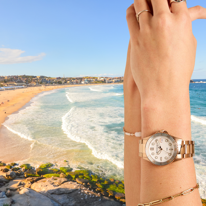 Liberty Rose-gold Set - Includes Rose Analogue Date Watch and White Silicone Strap