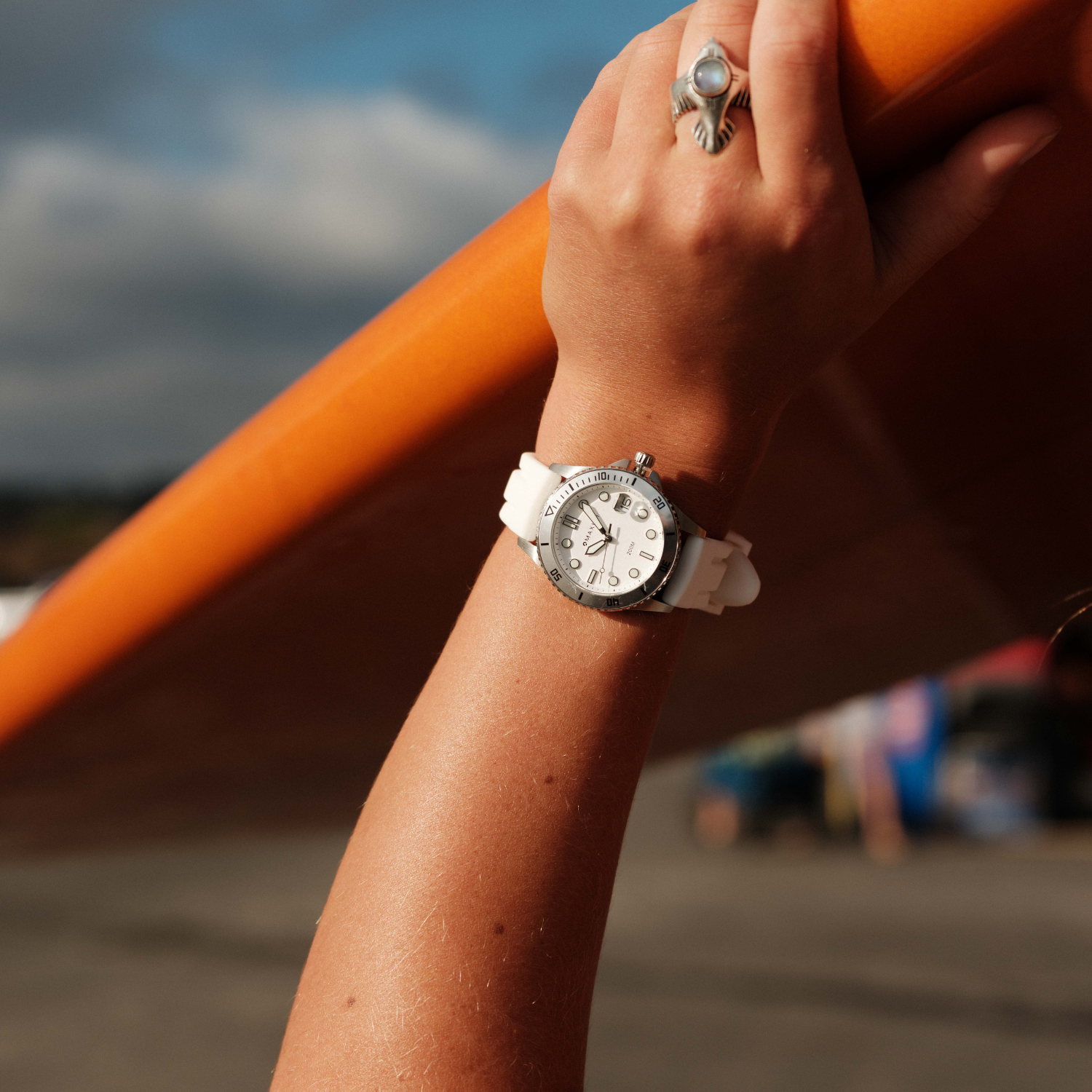 Liberty Ladies Analogue Date Watch – Silver-Tone Case, White Dial & White Silicone Strap