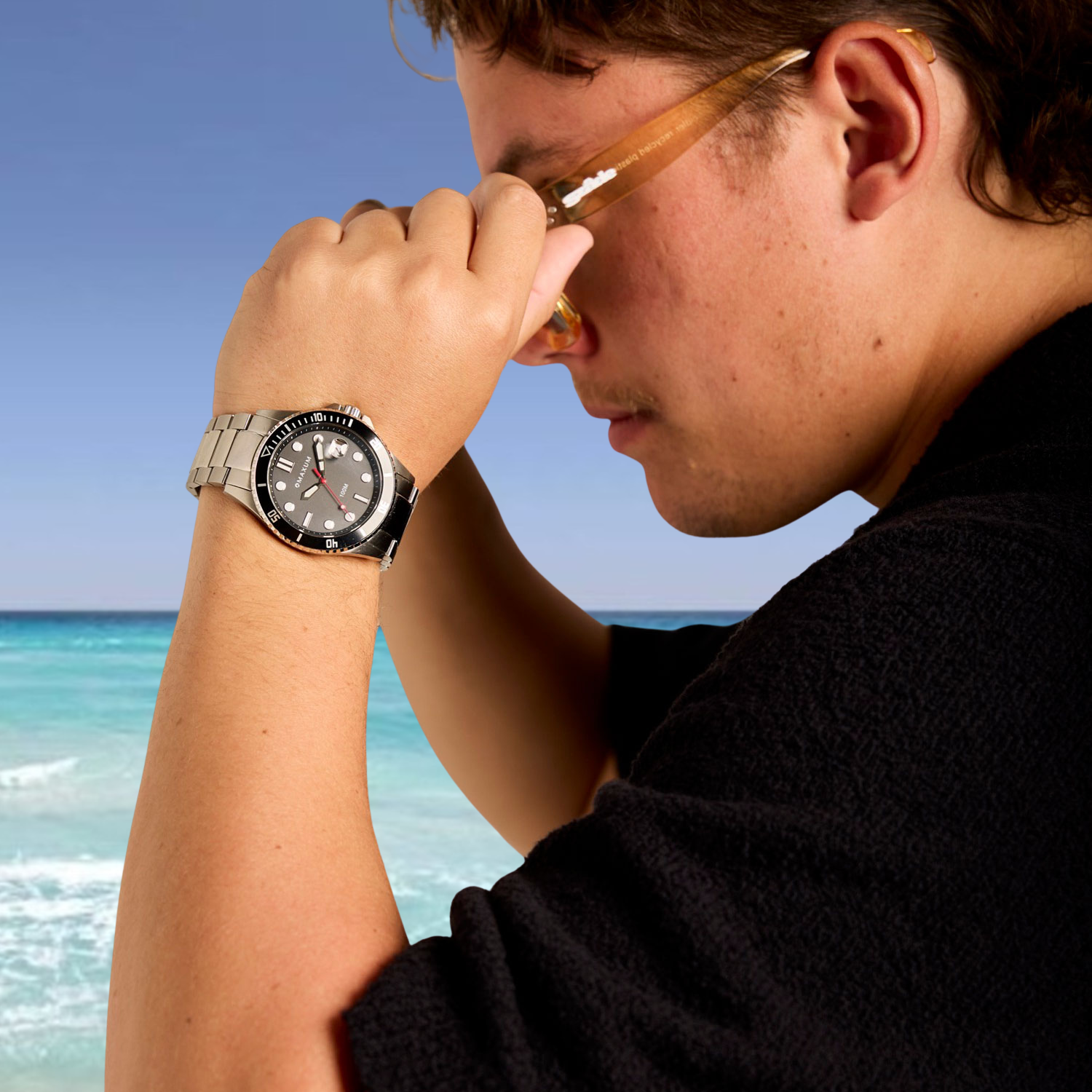 Prince Analogue Date Watch – Black Dial, Silver-Tone Case & Bracelet
