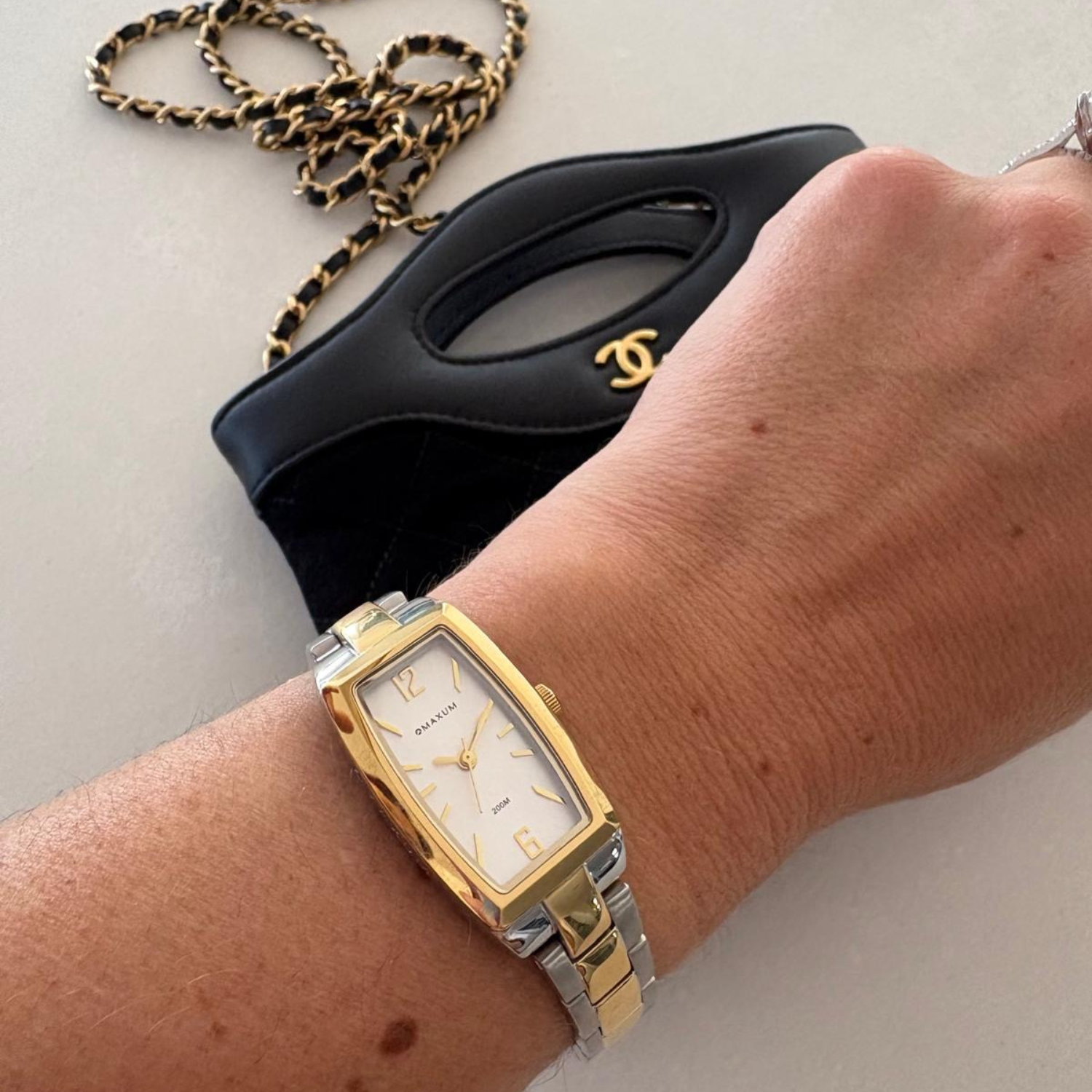 Fanta Re-Issue Analogue Rectangular Watch – Silver Tone Case, White Dial & Duo Tone Bracelet