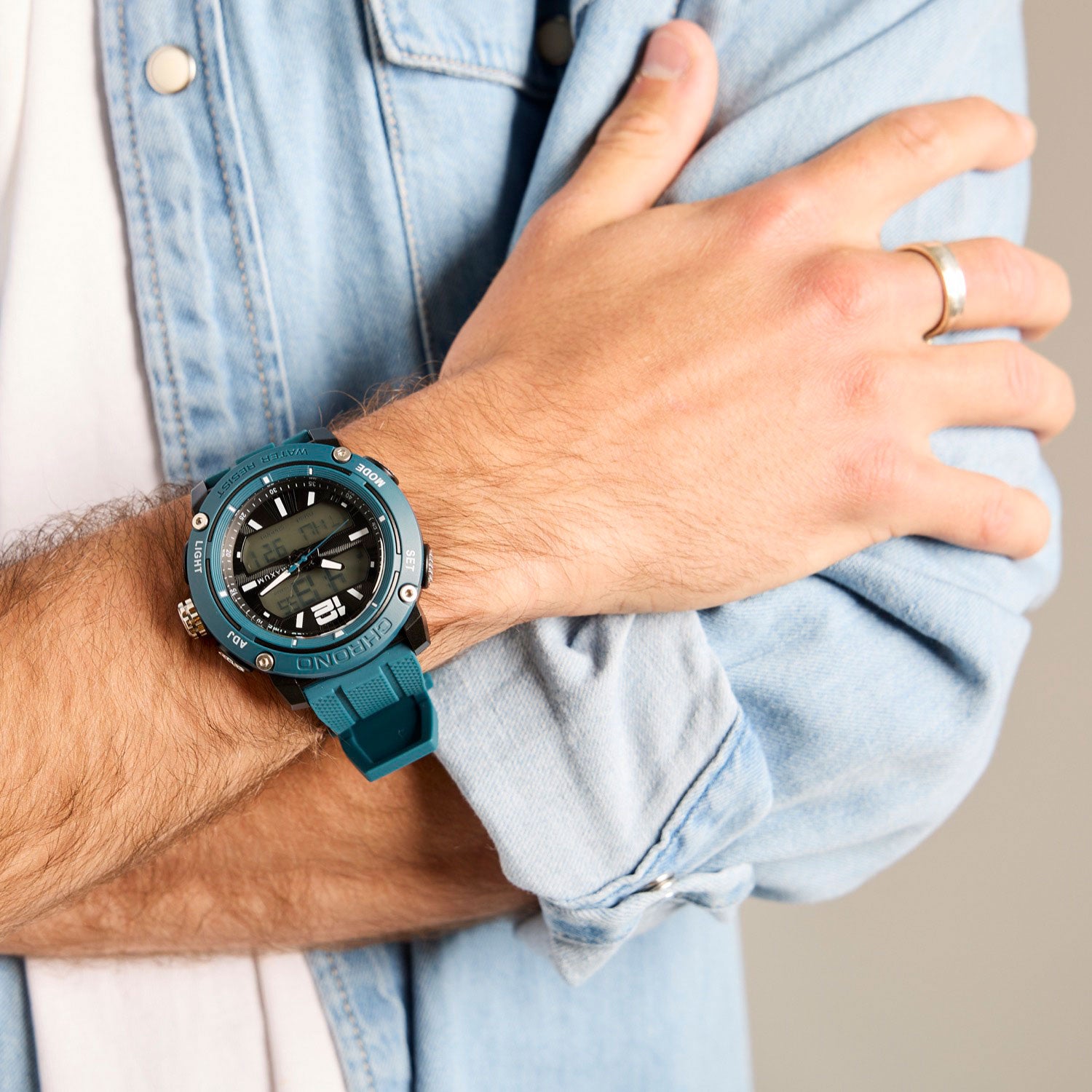 Conquest Blue Analogue Digital Watch