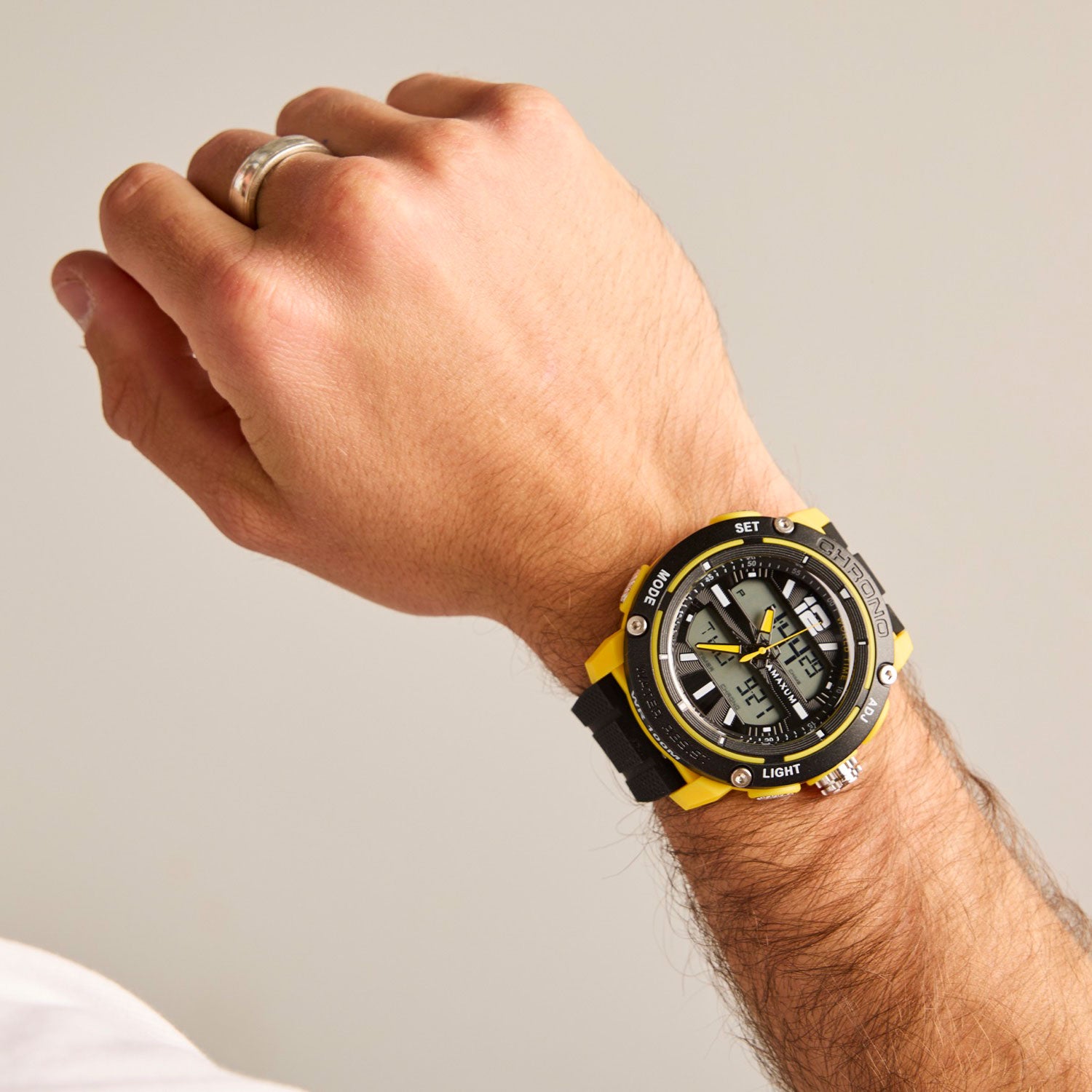 Conquest Black and Yellow Analogue  Digital Watch