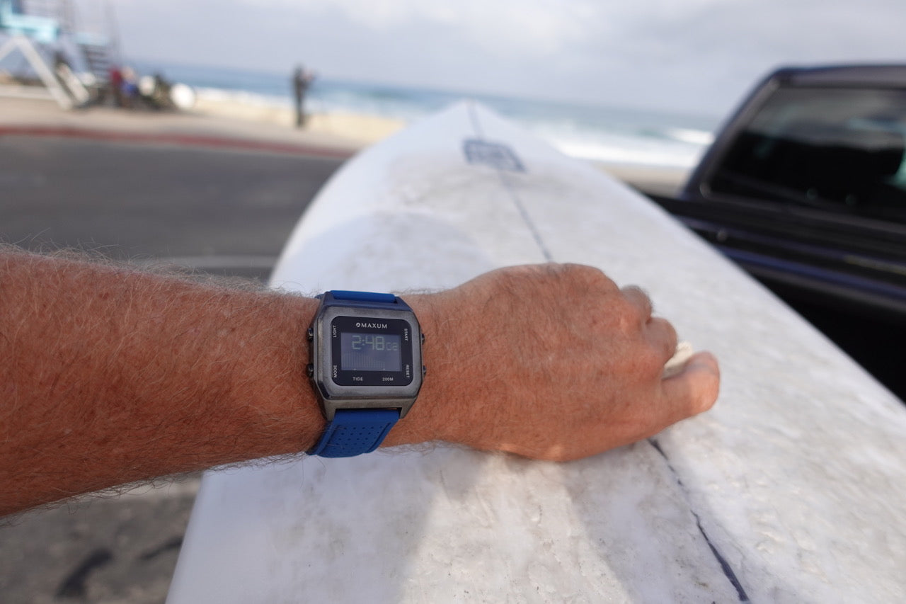 Raglan Digital Square Dial Tide Watch– Gun Metal Case, Black Dial & Blue Silicone Strap
