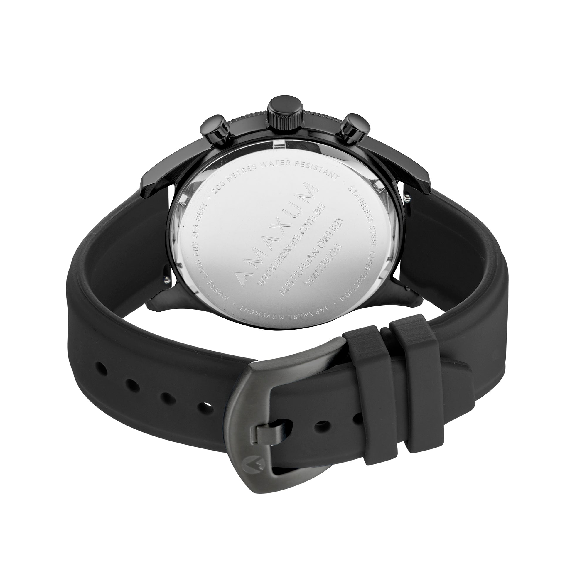 Lansdowne Chronograph Analogue Watch – Black Case, Black Dial & Black Silicone Strap