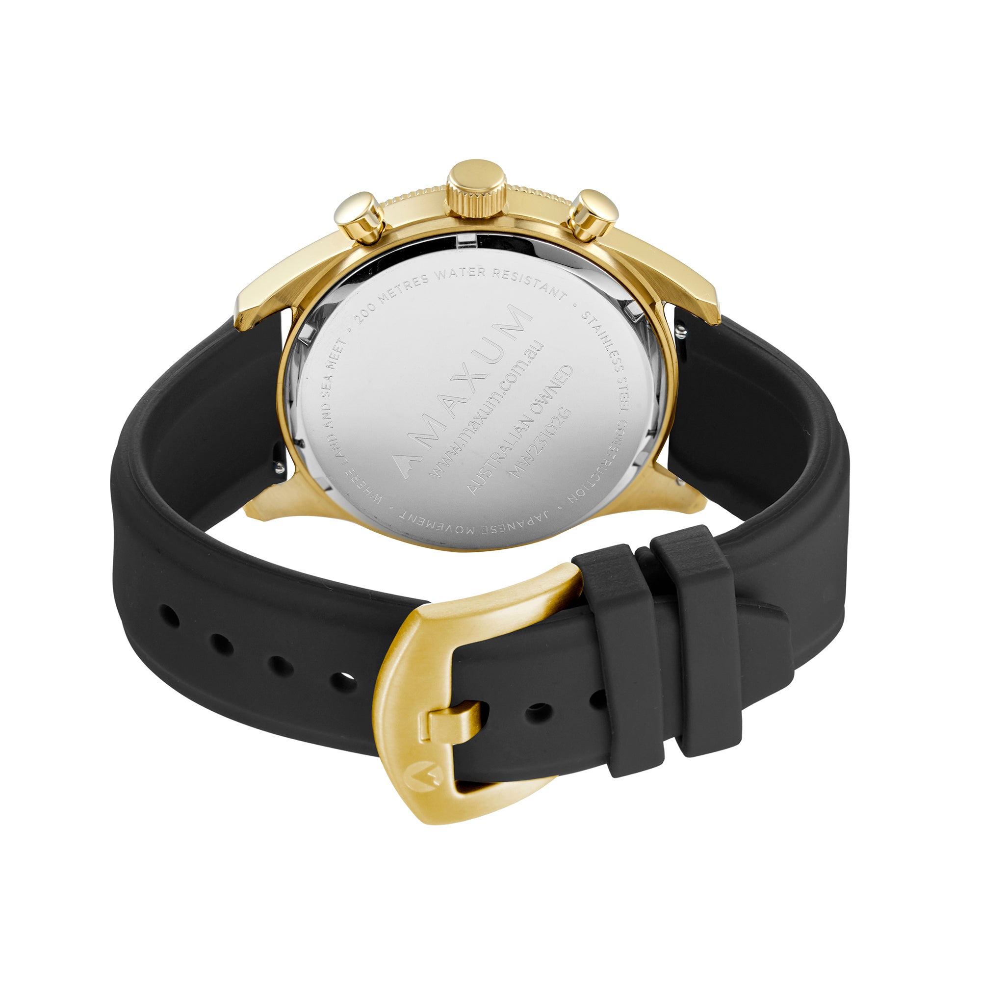 Lansdowne Chronograph Analogue Watch – Gold Case, Black Dial & Black Silicone Strap