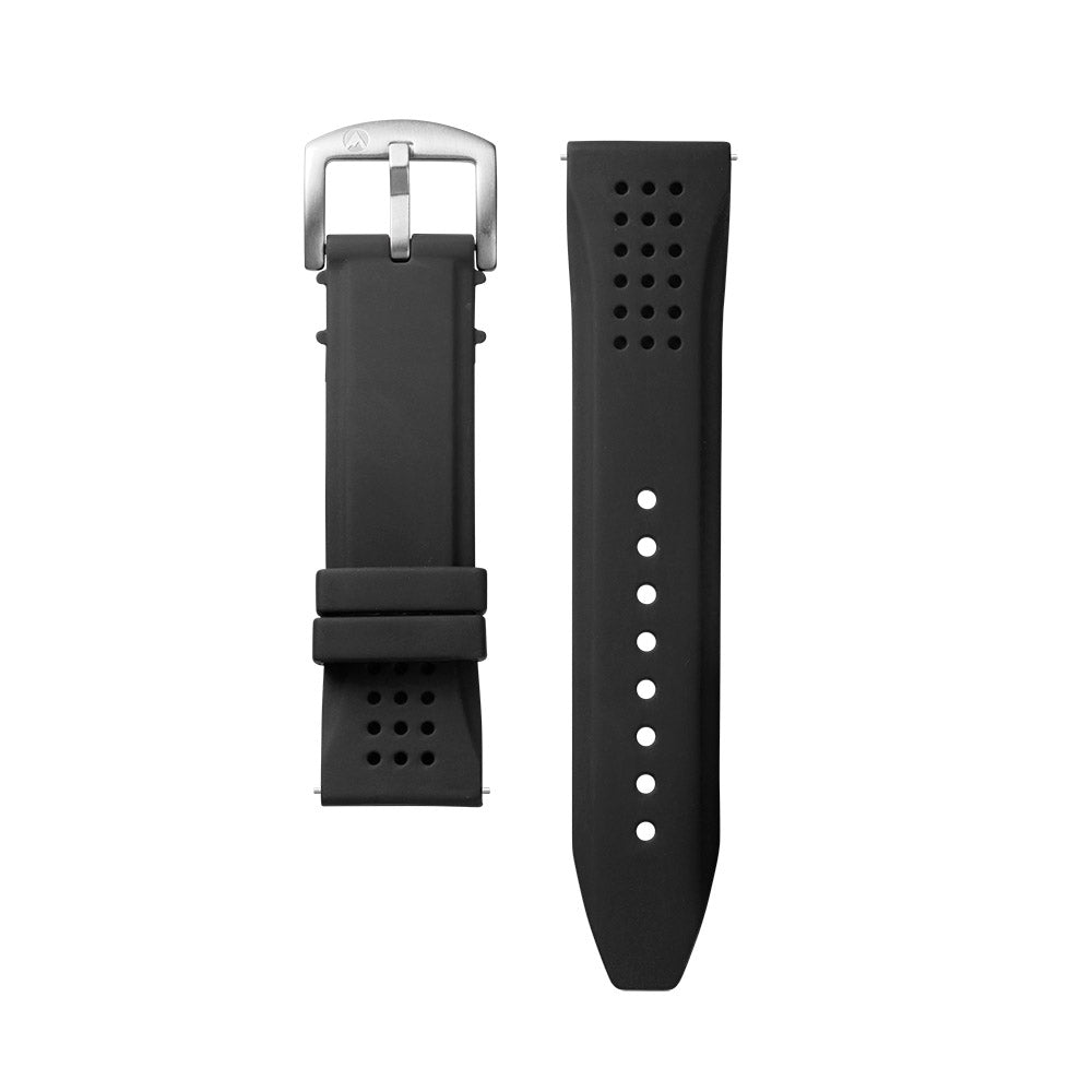 Lansdowne Watch Band Black Silicone Strap SS Buckle