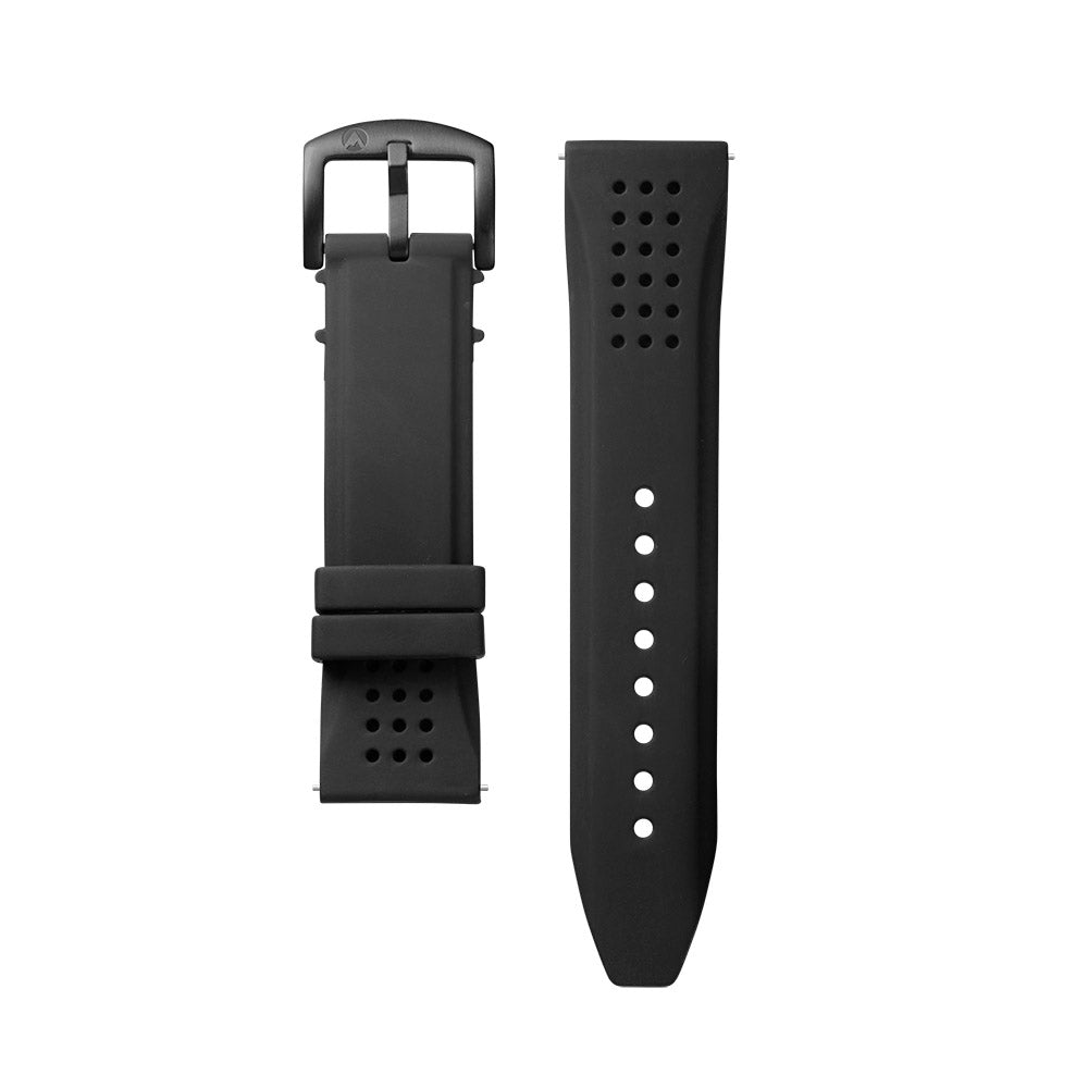 Lansdowne Watch Band Black Silicone Strap IP Black Buckle