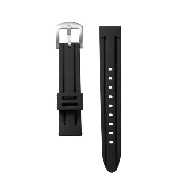 Liberty Watch Band – Black Silicone Strap With Silver-Tone Buckle