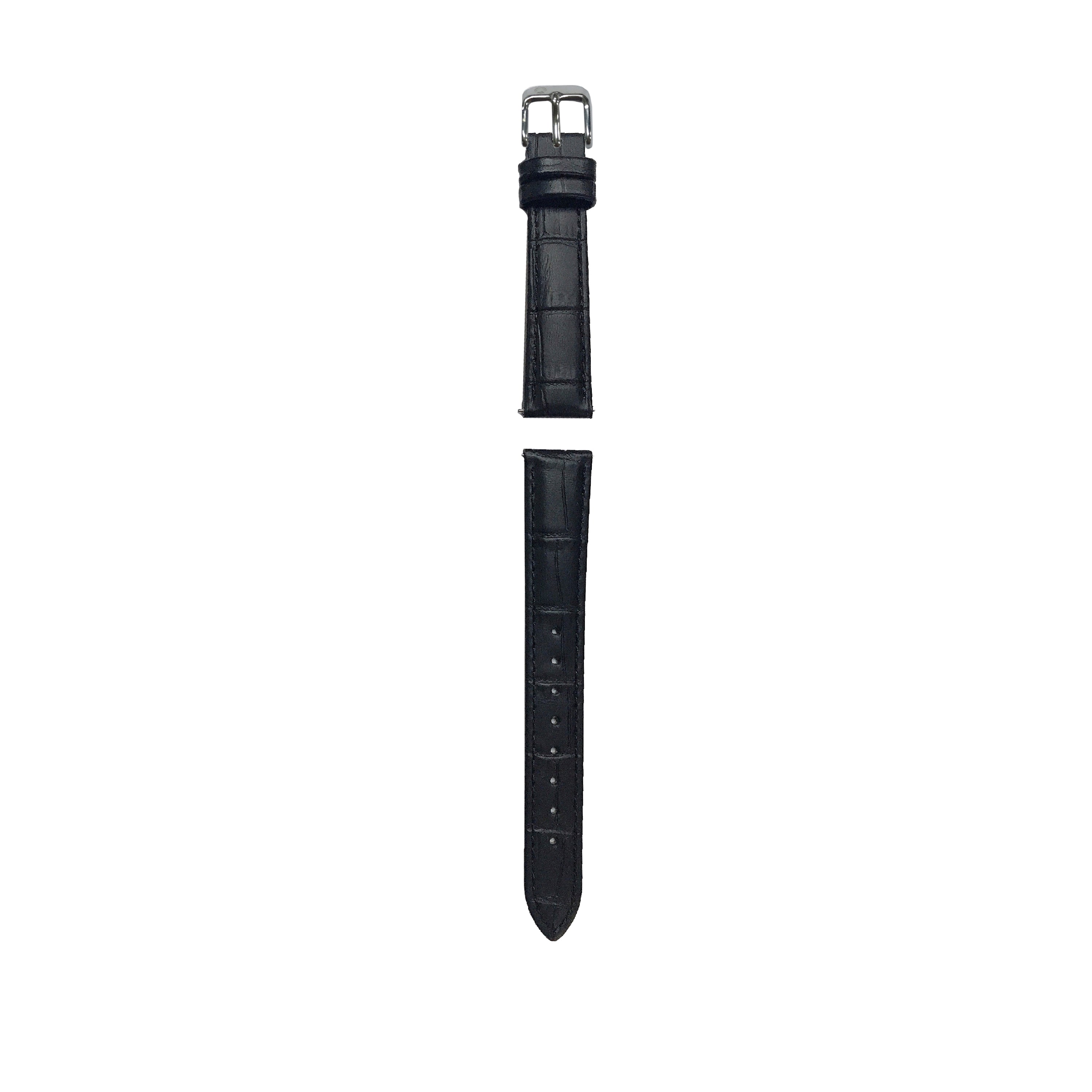 Sydney Watch Band – Black Leather Strap With Silver-Tone Buckle