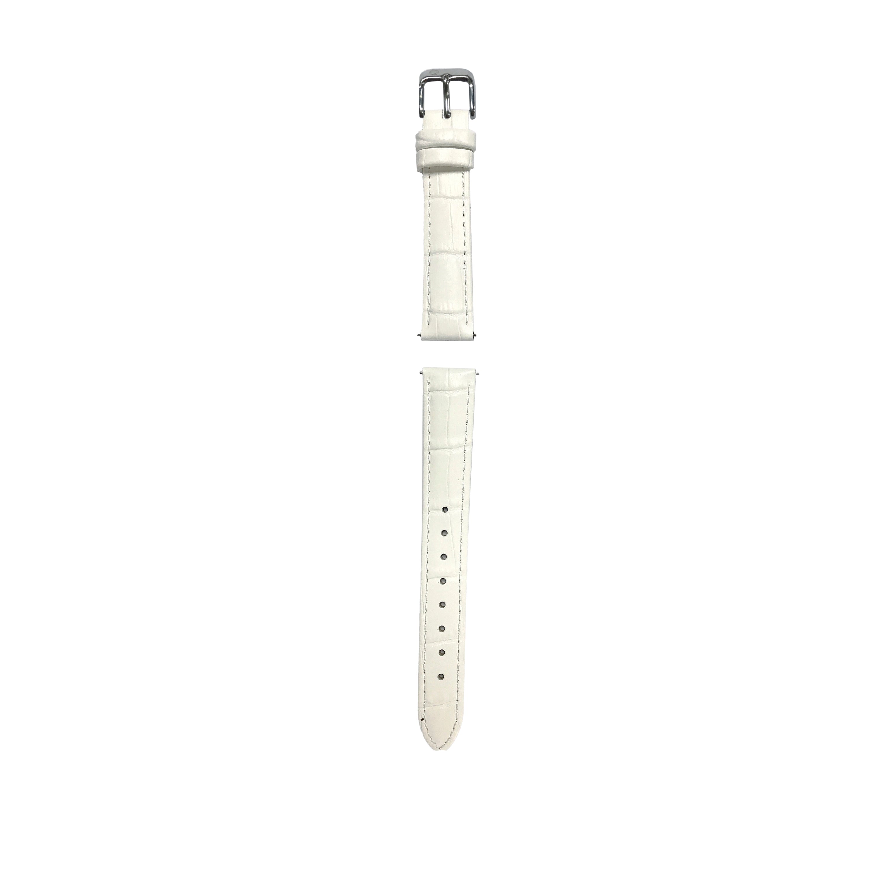 Sydney Watch Band – White Leather Strap With Silver-Tone Buckle