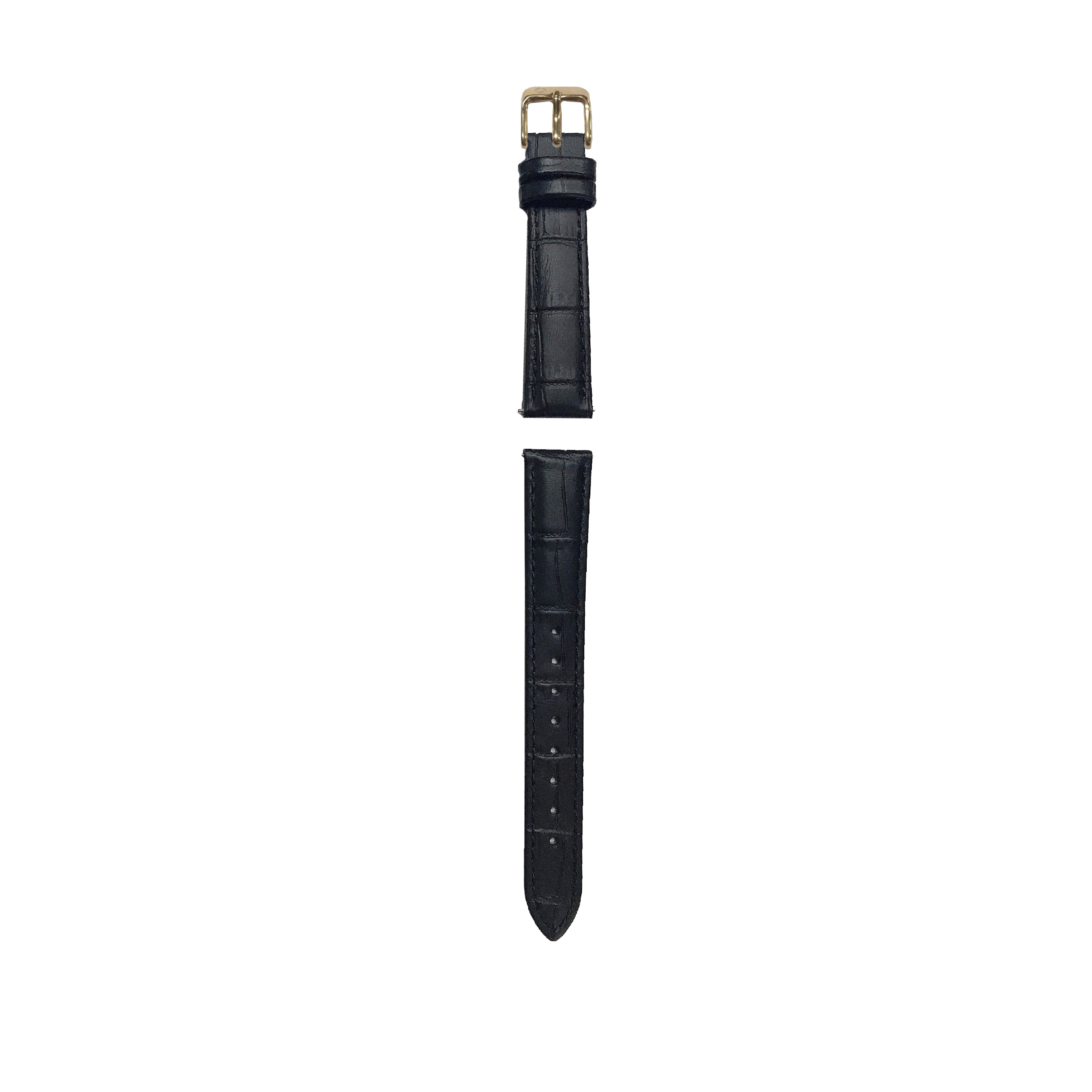 Sydney Watch Band – Black Leather Strap With Gold-Tone Buckle