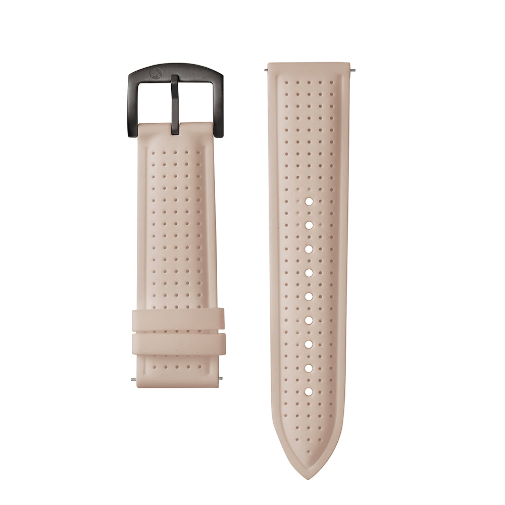 24mm Raglan Beige Silicone Strap Black IP Buckle