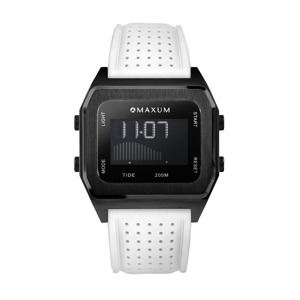 Digital Square Raglan Digital Square Unisex Tide Watch – Black Case, Black Dial & Whi ...