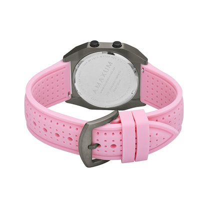 Raglan Digital Tide Watch Set – Gun Metal Case, White & Pink Silicone Strap