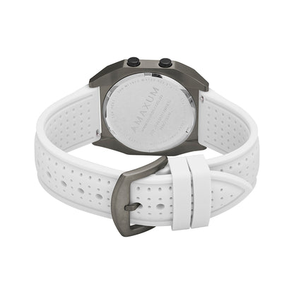 Raglan Digital Square Unisex Tide Watch– Gun Metal Case, Black Dial & White Silicone Strap