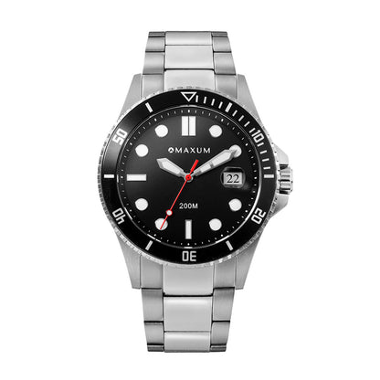 Prince Analogue Date Watch – Black Dial, Silver-Tone Case & Bracelet