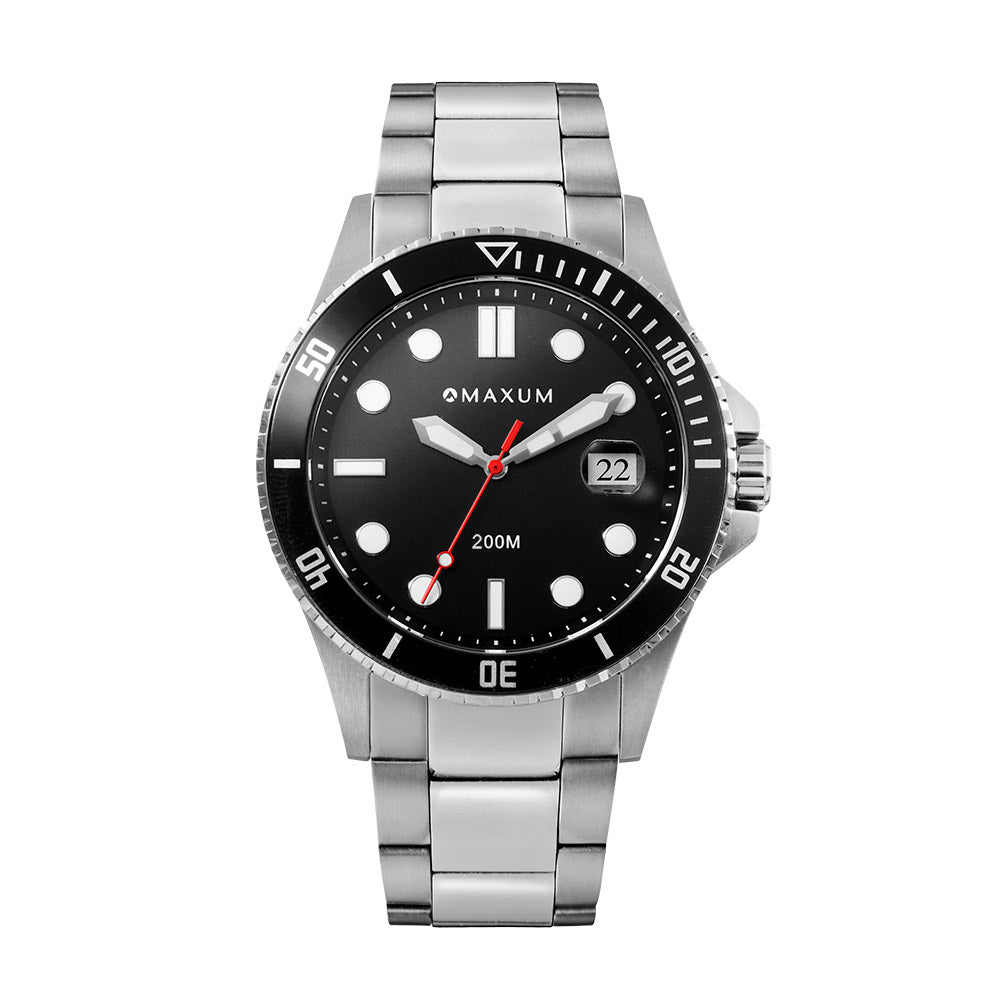 Prince Analogue Date Watch – Black Dial, Silver-Tone Case & Bracelet