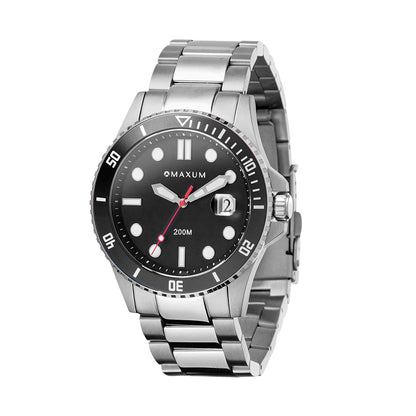 Prince Analogue Date Watch – Black Dial, Silver-Tone Case & Bracelet