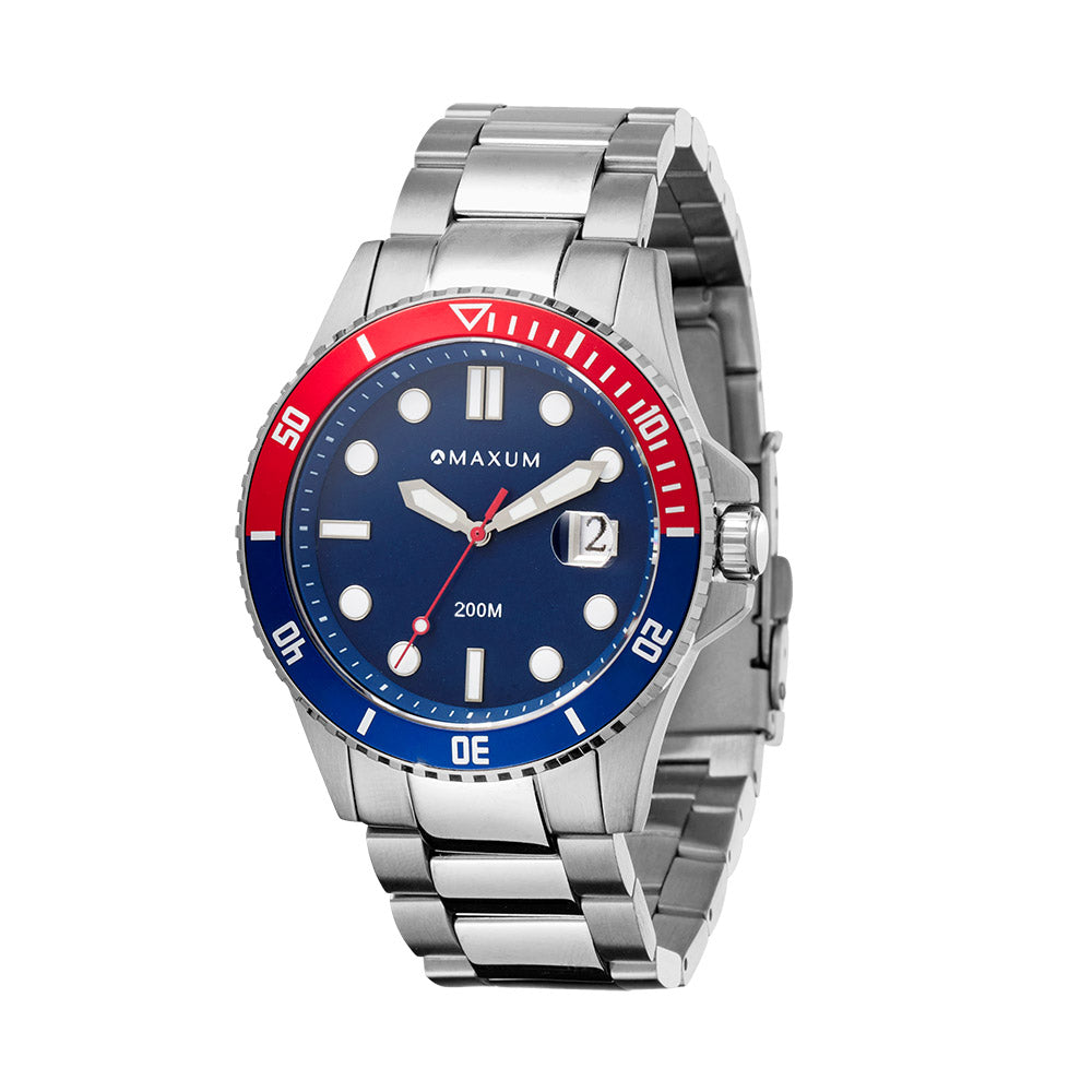 Prince Analogue Date Watch – Blue Dial, Silver-Tone Case & Bracelet