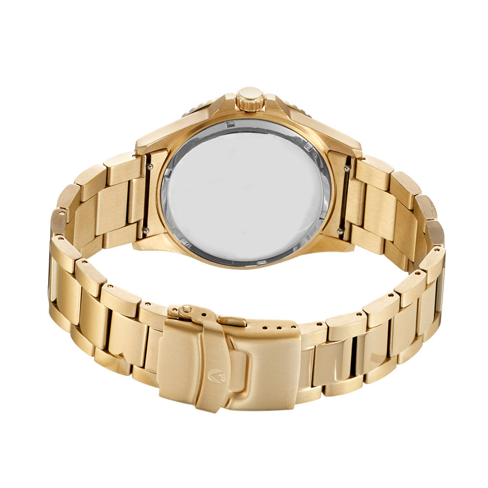 Prince Analogue Date Watch– Gold Case, Black Dial & Gold Bracelet