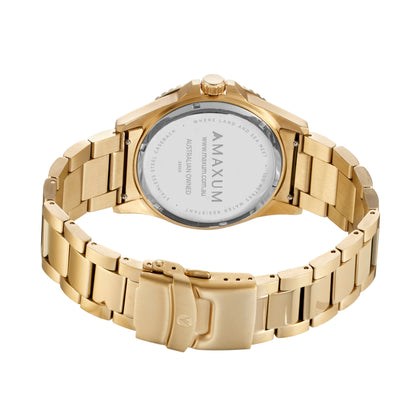 Prince Analogue Date Watch– Gold Case, Black Dial & Gold Bracelet