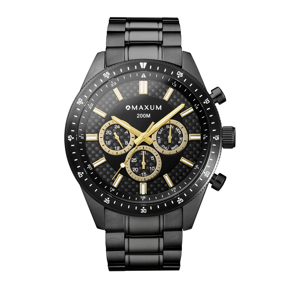 Lansdowne Chronograph Analogue Watch – Black Case, Black Dial & Black Bracelet