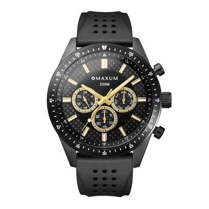 Lansdowne Chronograph Analogue Watch – Black Case, Black Dial & Black Silicone Strap