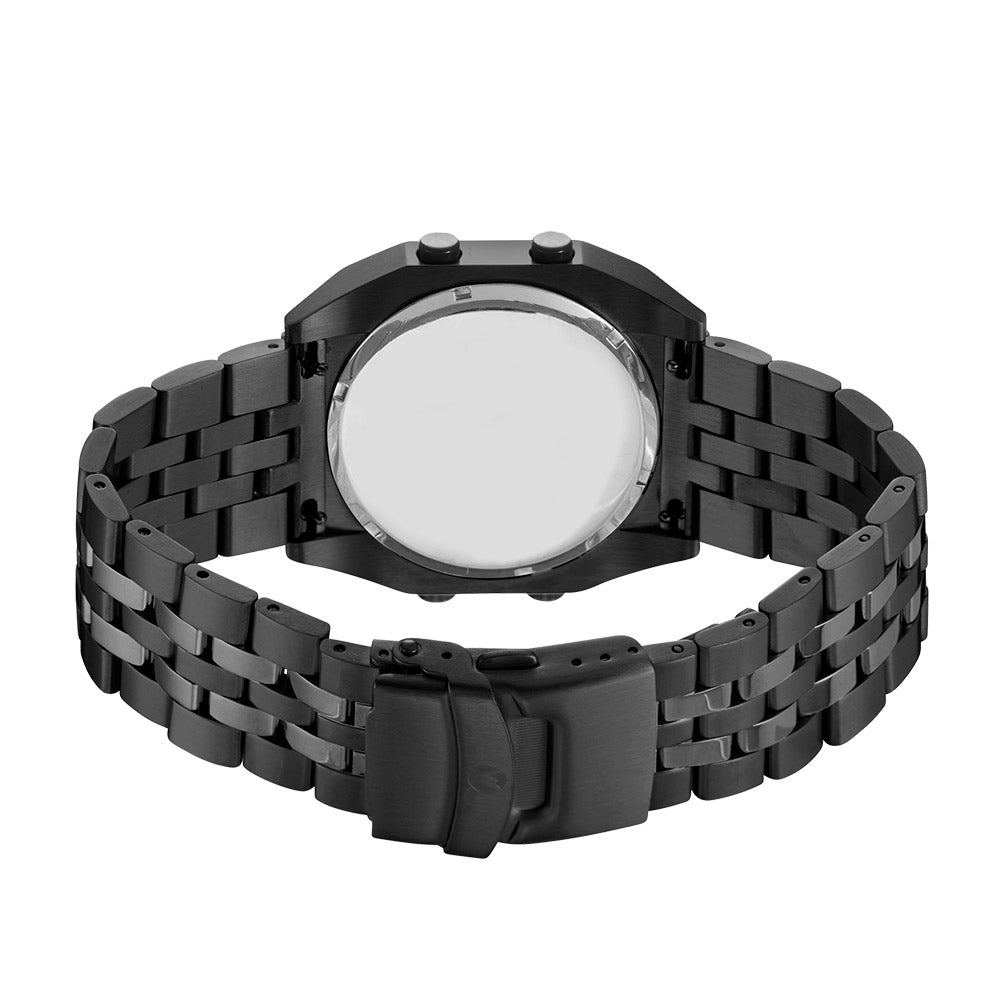 Raglan Digital Square Dial Tide Watch – Black Case, Black Dial & Black Bracelet