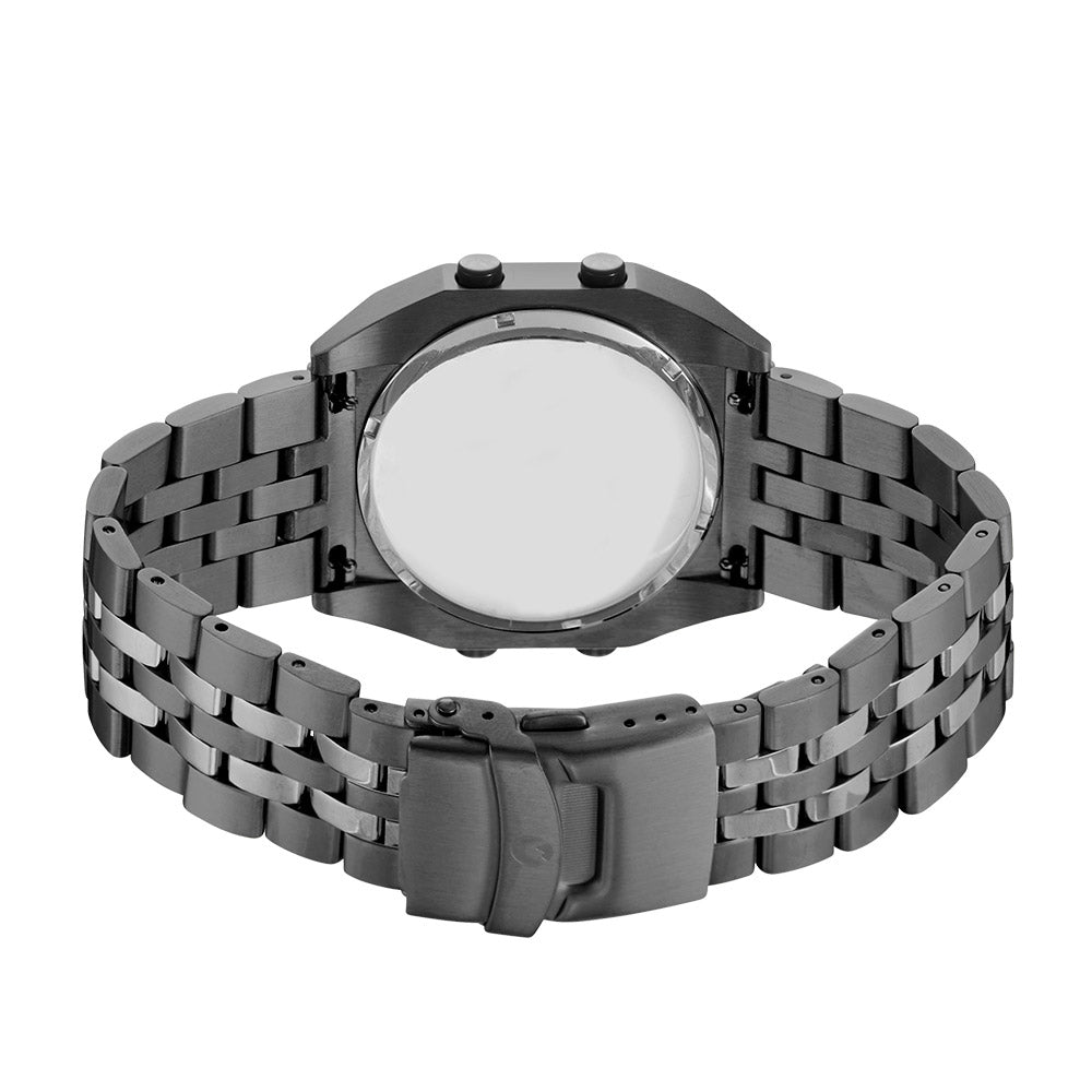 Raglan Digital Square Dial Tide Watch– Gun Metal Case, Black Dial & Gun Metal Bracelet