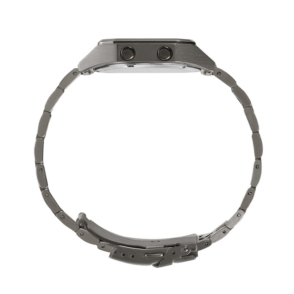 Raglan Digital Square Dial Tide Watch– Gun Metal Case, Black Dial & Gun Metal Bracelet