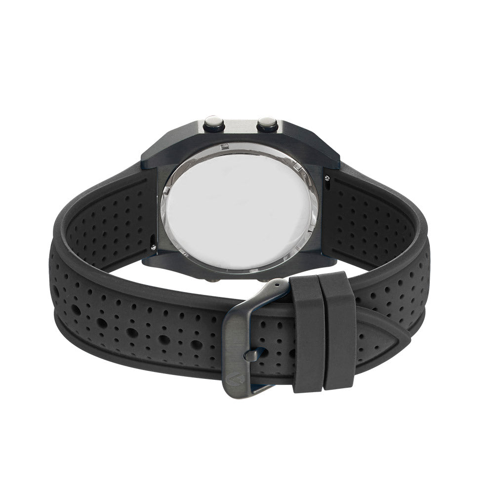 Raglan Digital Square Dial Tide Watch – Black Case, Black Dial & Black Silicone Strap