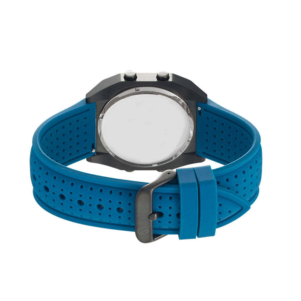 Raglan Digital Square Dial Tide Watch – Black Case, Black Dial & Blue Silicone Strap