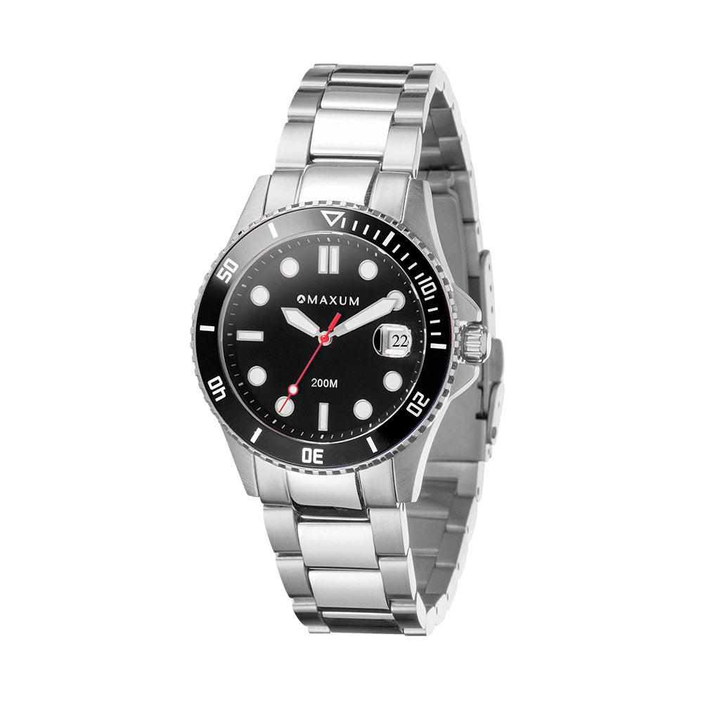 Liberty Ladies Analogue Date Watch – Black Dial With Silver-Tone Case & Bracelet