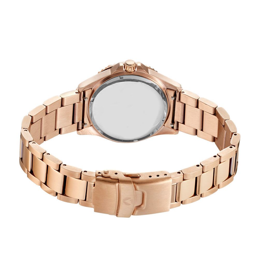 Maxum Liberty Ladies Analogue Date Watch, Rose Gold Case, White Dial & Rose Gold Bracelet 200m WR - MW23200L04 MAXUM Maxum Liberty Ladies Analogue Date Watch, Rose Gold Case, White Dial & Rose Gold Bracelet 200m WR - MW23200L04 MAXUM