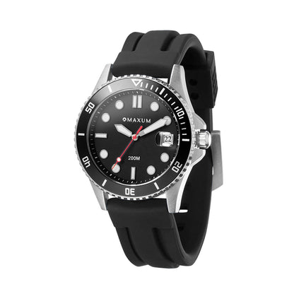 Liberty Ladies Analogue Date Watch – Silver-Tone Case, Black Dial & Black Silicone Strap