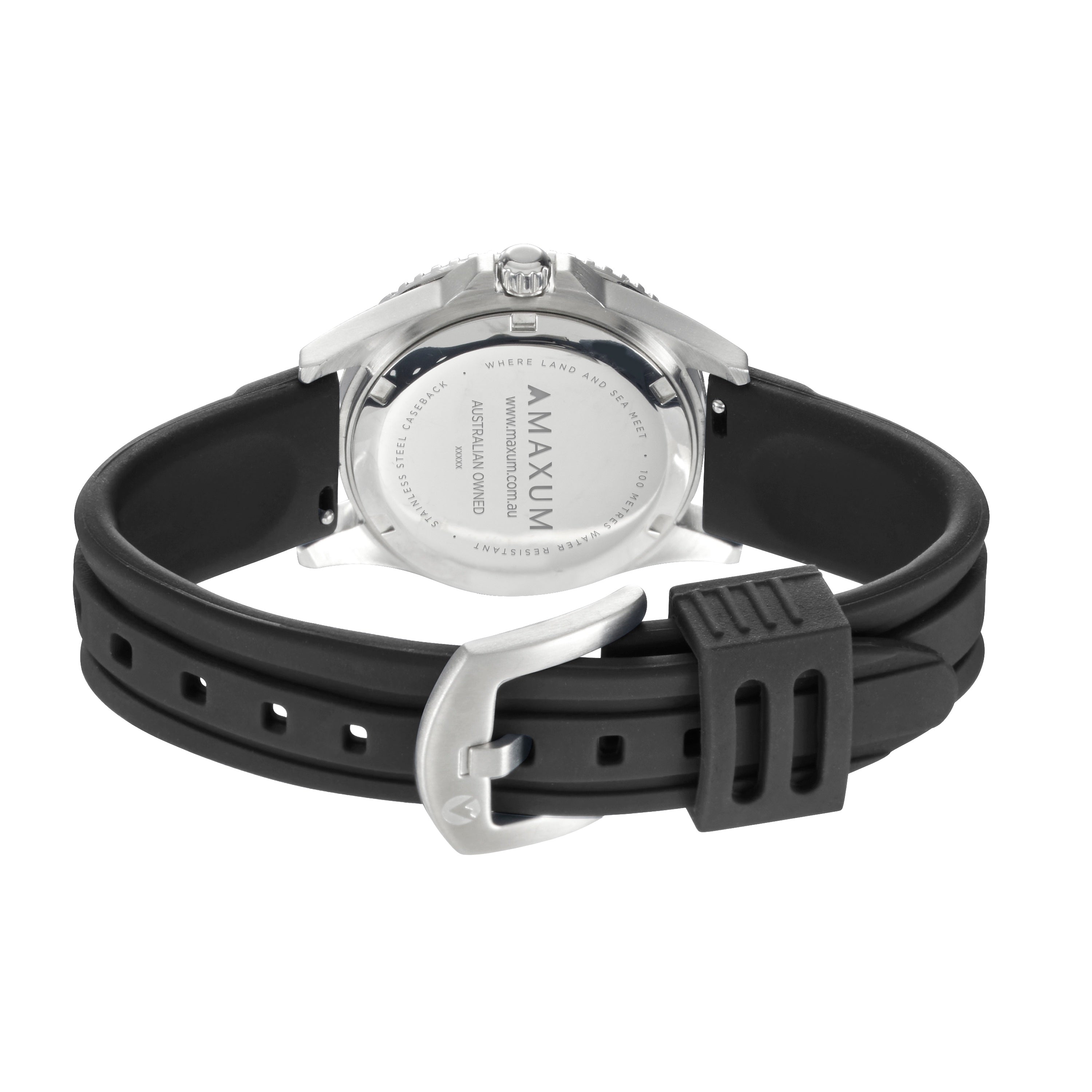 Liberty Ladies Analogue Date Watch – Silver-Tone Case, Black Dial & Black Silicone Strap