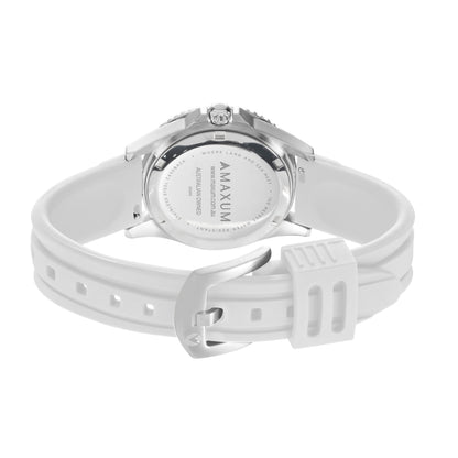 Liberty Ladies Analogue Date Watch – Silver-Tone Case, White Dial & White Silicone Strap
