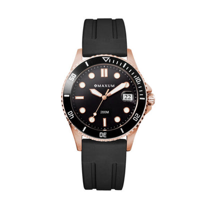 Liberty Ladies Analogue Date Watch– Rose Gold Case, Black Dial & Black Silicone Strap
